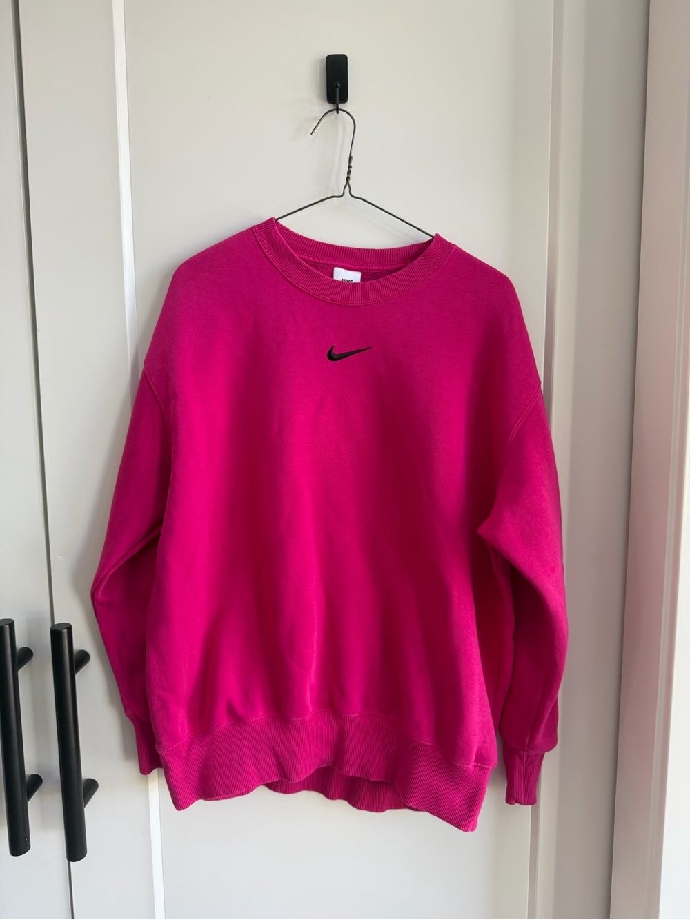 Size S Nike Women's Hot Pink Crewneck Sweatshirt with Black Swoosh